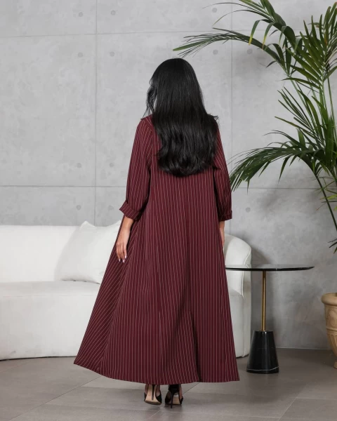 Abaya with Burgundy Stripe Inner Set IB259