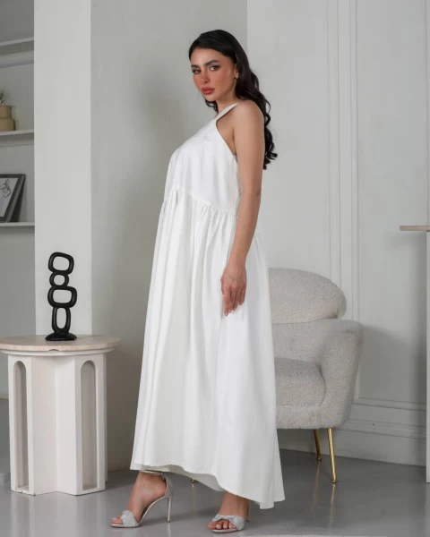 White Crepe Dress IB1004